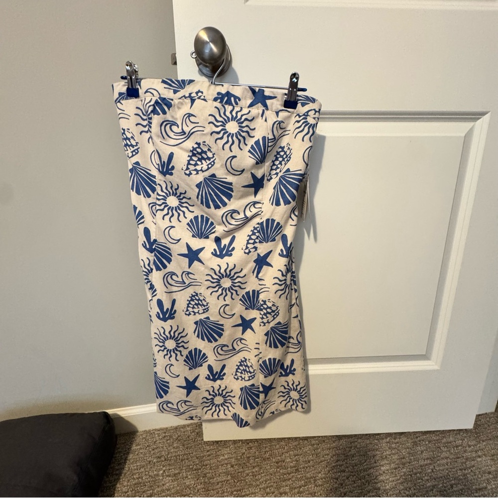 Jessica Simpson Blue and White Seashell Print Dress